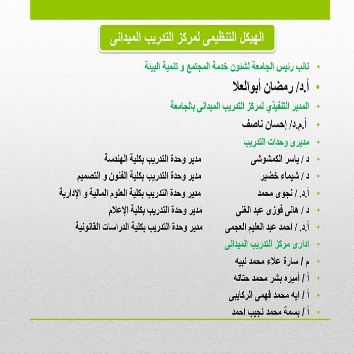 الهيكل التنظيمي لمركز التدريب الميدانى 